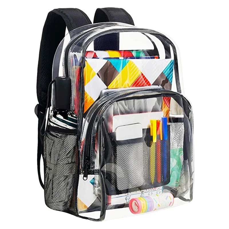 Backpack Waterproof Transparent School Bag Girl Large Capacity Backpack Solid Clear Backpack Men Fashion Transparent Plastic Bag - Firu Total Sales