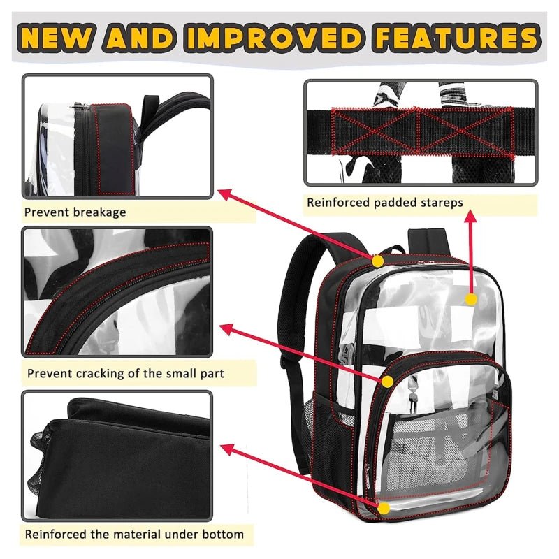 Backpack Waterproof Transparent School Bag Girl Large Capacity Backpack Solid Clear Backpack Men Fashion Transparent Plastic Bag - Firu Total Sales
