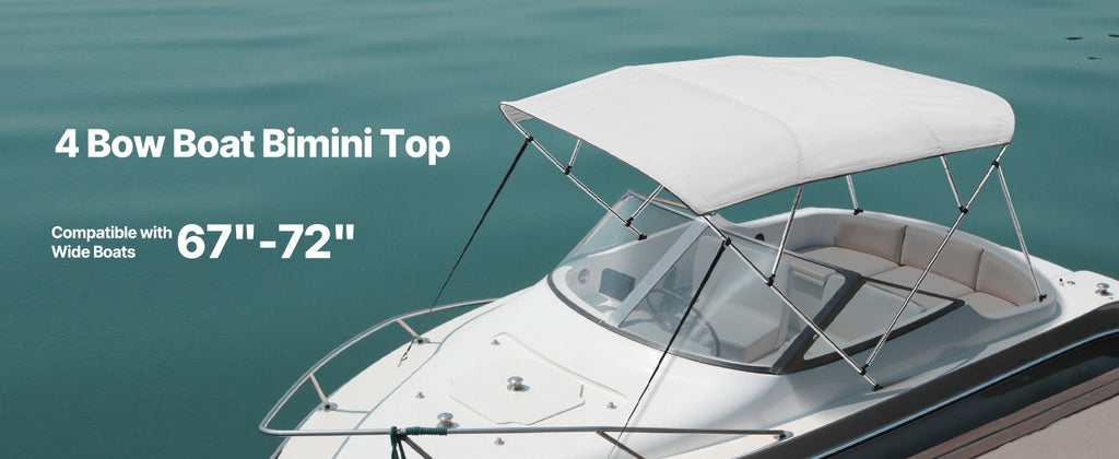 VEVOR 4 Bow Boat Bimini Tops 600D Polyester Canopy with Aluminum Alloy Frame Waterproof & Sun Shade Boat Awning Canopy Grey/Blue