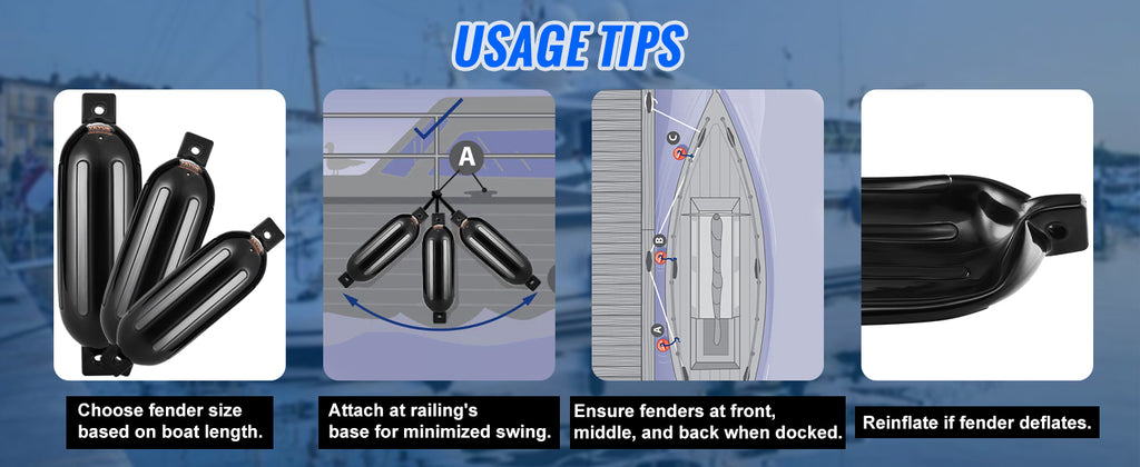 SucceBuy Inflatable Ribbed Fender with Center Holes Marine Boat Dock Fender Bumper with Air Pump 4 Needles 4 Ropes & Storage Bag