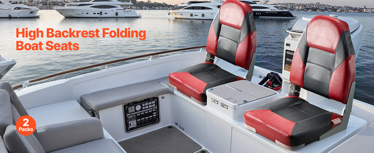 SucceBuy Boat Seat High Backrest Folding Fishing Boat Seat with Aluminum Alloy Hinges Flip Up Boat Seat for Boats, Yachts, Ships