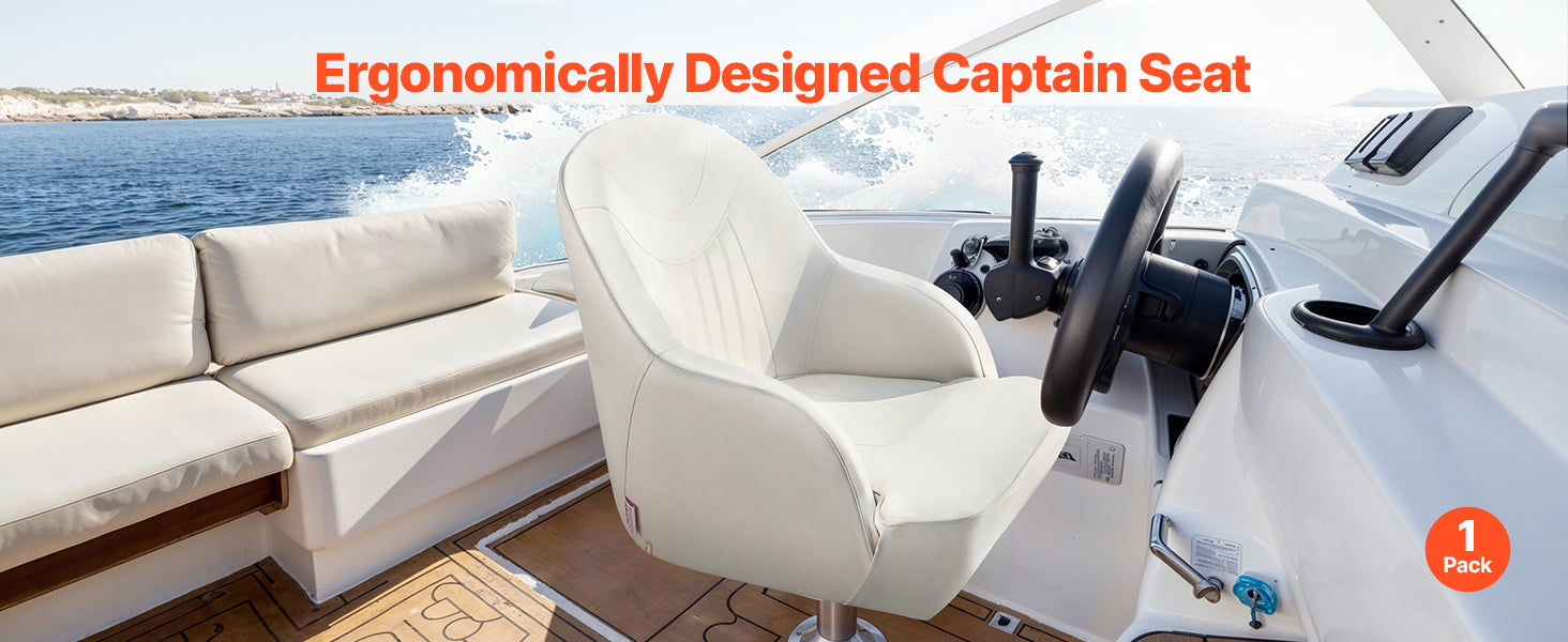 SucceBuy Boat Seat High/Low Backrest Boat Seat Captain Bucket Seat with Thickened Sponge Cushion&Waterproof PVC Leather for Ship