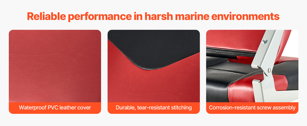 SucceBuy Boat Seat High Backrest Folding Fishing Boat Seat with Aluminum Alloy Hinges Flip Up Boat Seat for Boats, Yachts, Ships