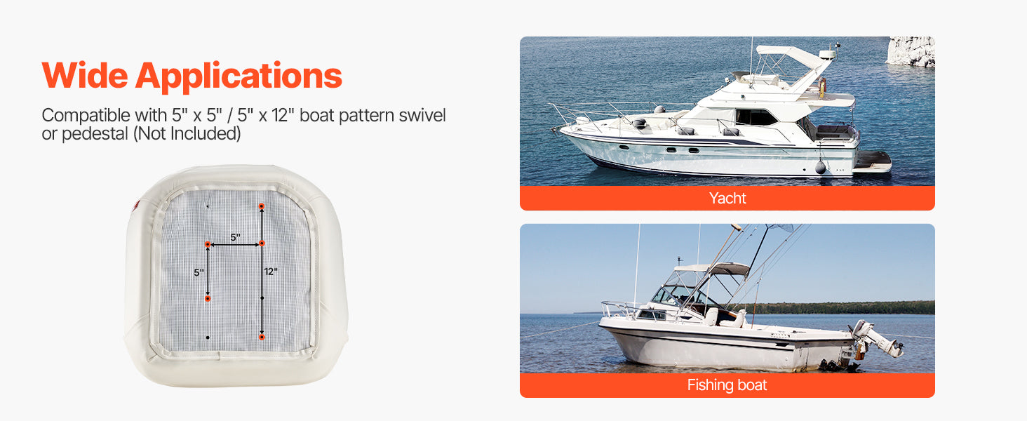 SucceBuy Boat Seat High/Low Backrest Boat Seat Captain Bucket Seat with Thickened Sponge Cushion&Waterproof PVC Leather for Ship