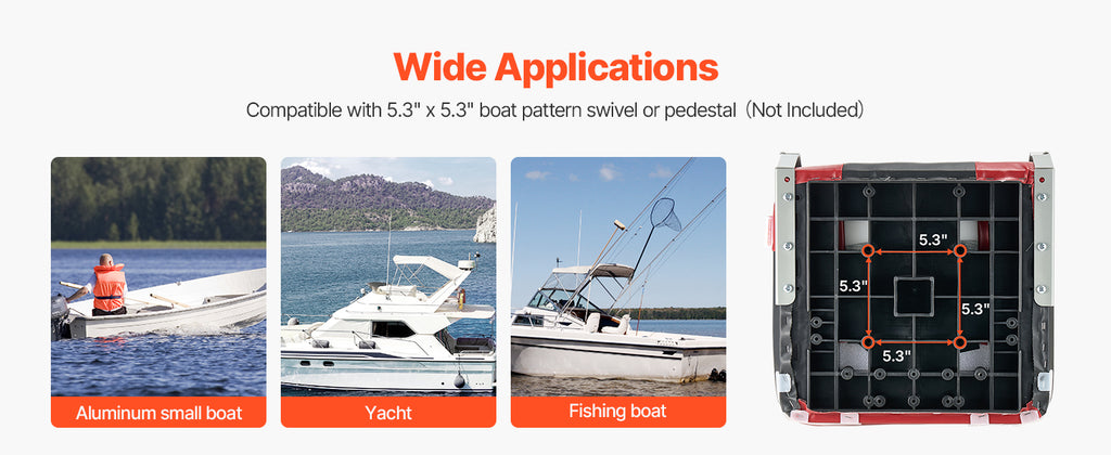 SucceBuy Boat Seat High Backrest Folding Fishing Boat Seat with Aluminum Alloy Hinges Flip Up Boat Seat for Boats, Yachts, Ships