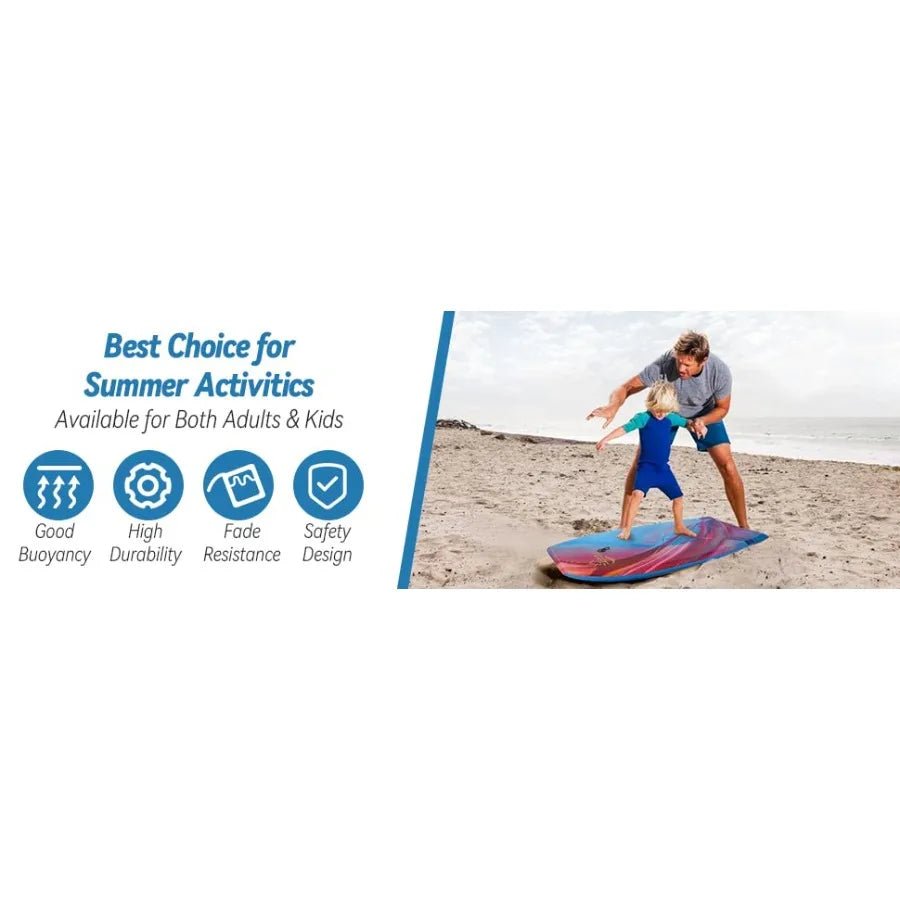 Body Board Lightwght with EPS Core HDPE Slick Bottom Leash and Adjustable Wrist Rope Great Surfing for and Adults - Firu Total Sales