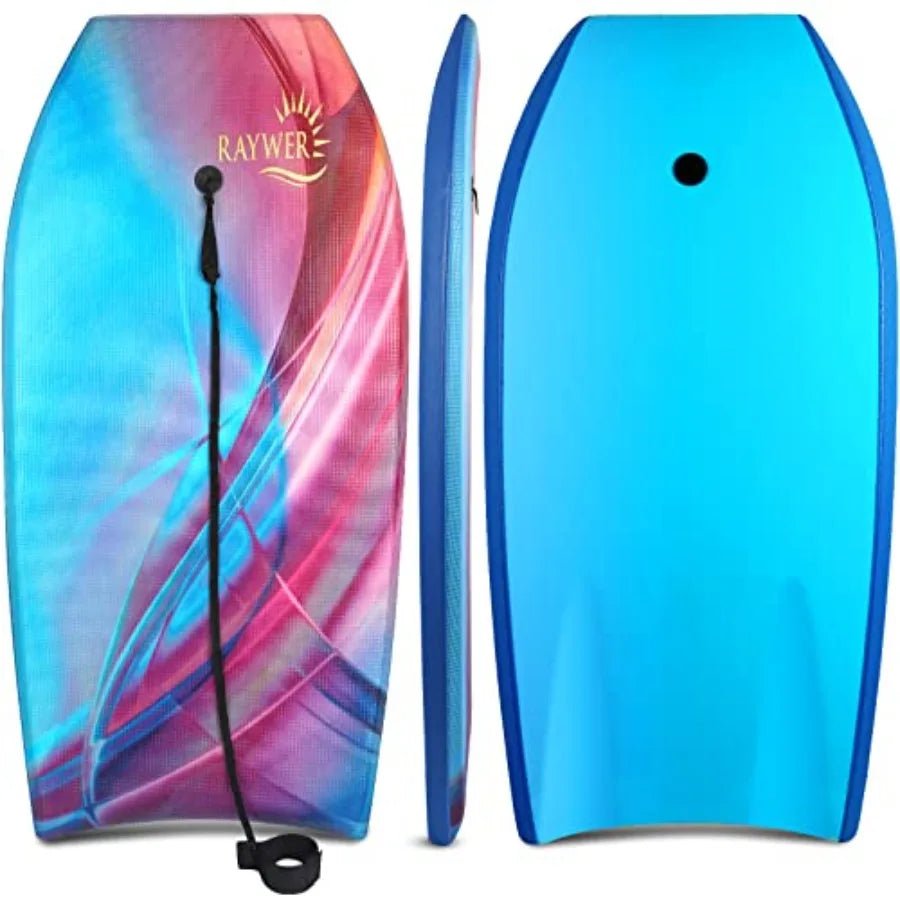 Body Board Lightwght with EPS Core HDPE Slick Bottom Leash and Adjustable Wrist Rope Great Surfing for and Adults - Firu Total Sales