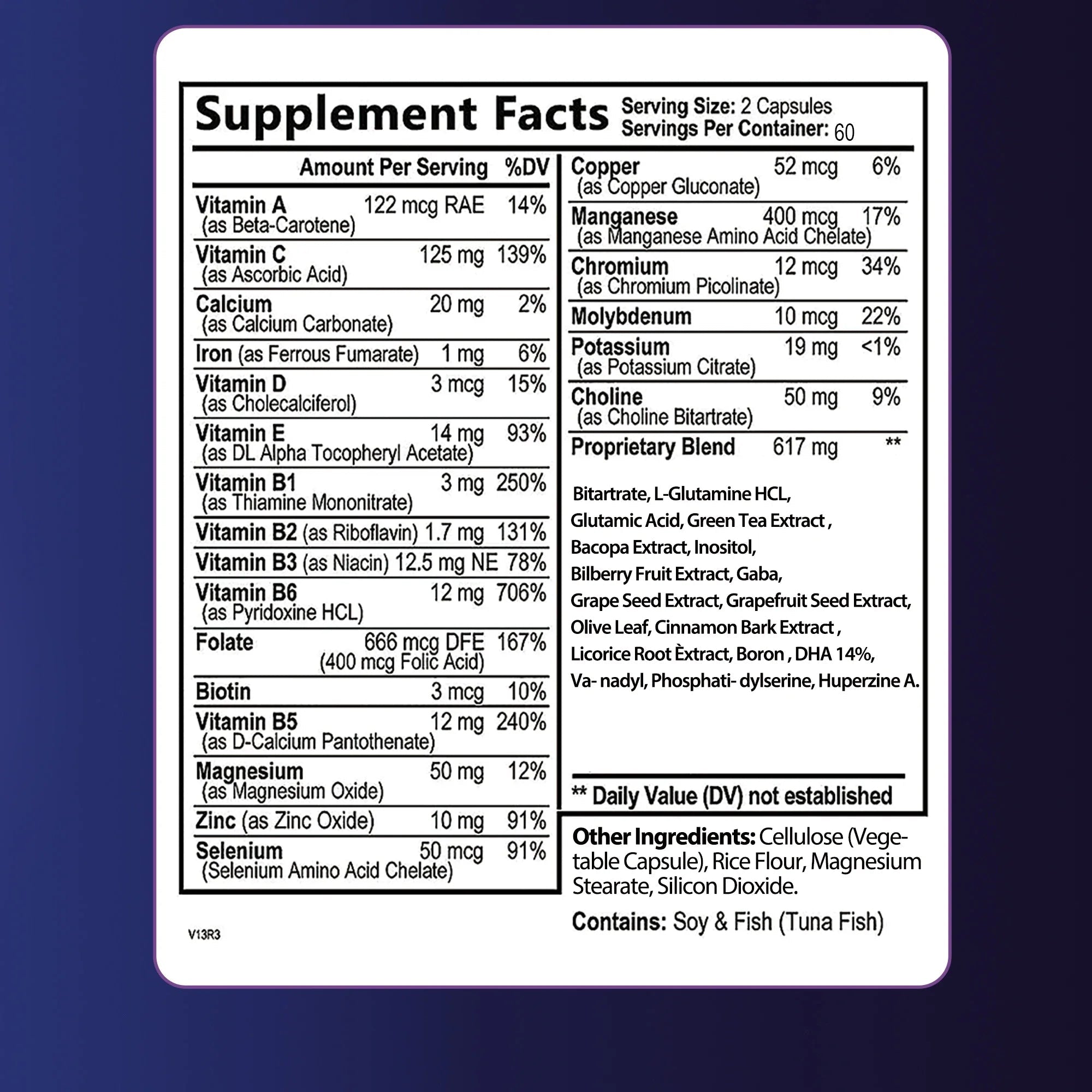 Brain Supplement - Boosts Brain Function, Helps Improve Memory, Concentration and Intelligence - 120 Capsules - Firu Total Sales