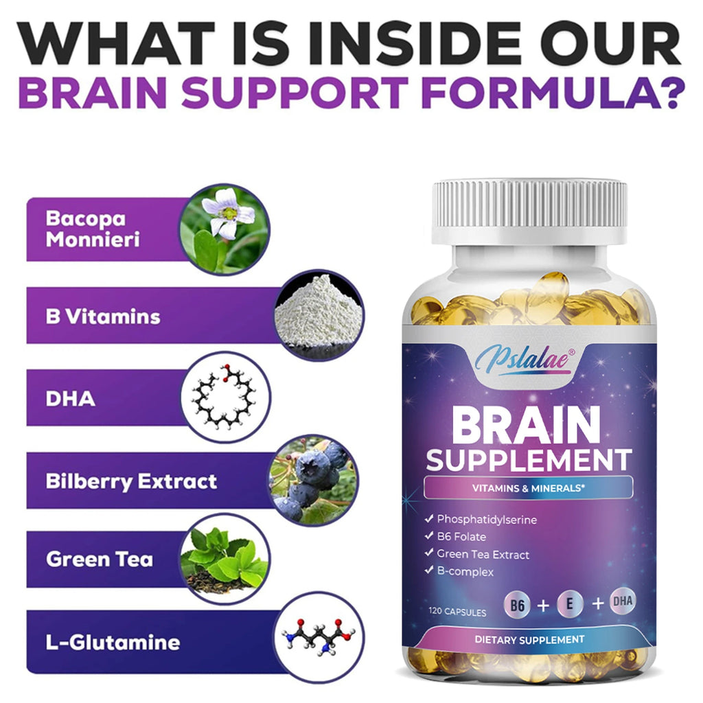 Brain Supplement - Boosts Brain Function, Helps Improve Memory, Concentration and Intelligence - 120 Capsules - Firu Total Sales