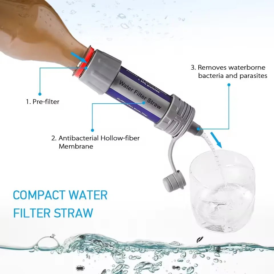 Camping & Survival Emergency Outdoor Portable Water Filter for Hiking - Emergency & Disaster Purifies Water Source On - The - Go - Firu Total Sales