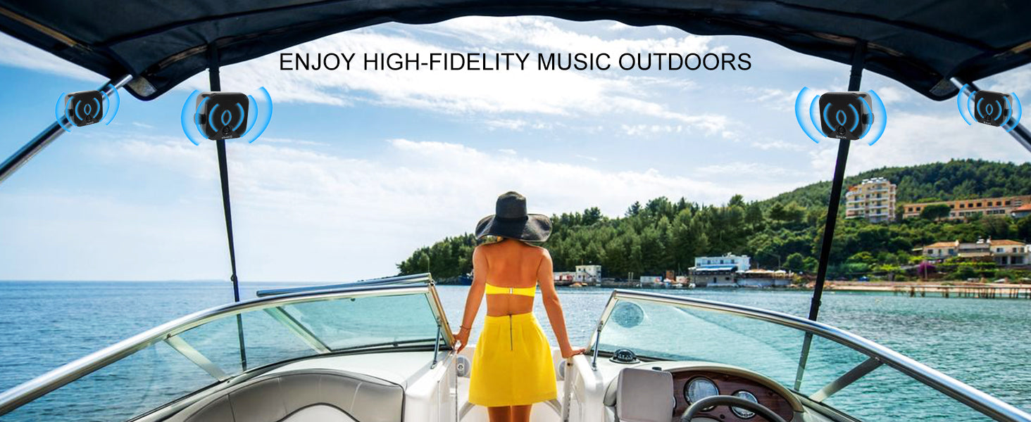 Herdio 4'' 240W 4PCS Bluetooth Golf Cart Speakers Waterproof Marine Speakers For Outdoor Boat ATV UTV Jeep Courtyard Powersports