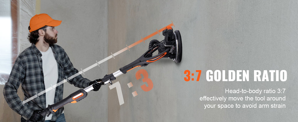 SucceBuy 900W Drywall Sander Brush Motor Electric Adjustable Variable Speed with Self-Suction Handle Wall Grinder Sander Machine