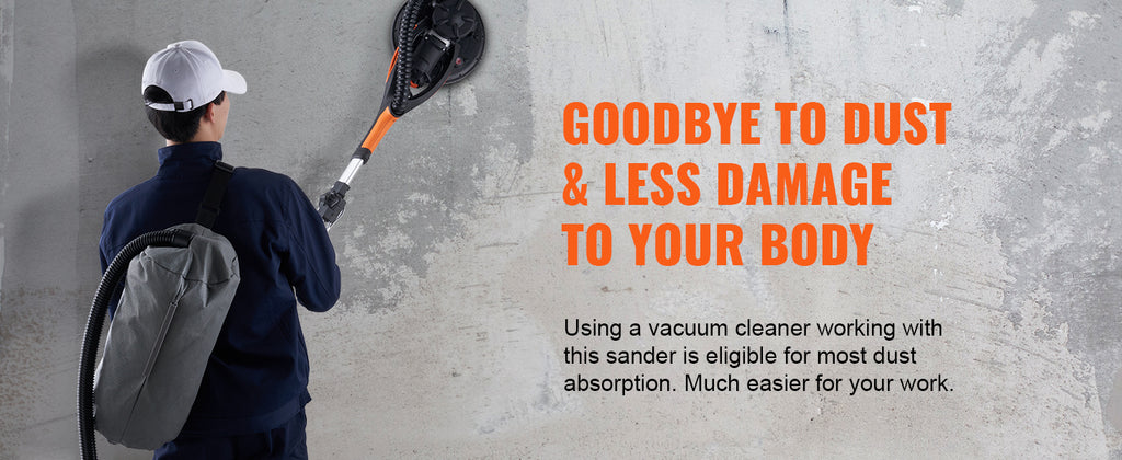 SucceBuy 900W Drywall Sander Brush Motor Electric Adjustable Variable Speed with Self-Suction Handle Wall Grinder Sander Machine