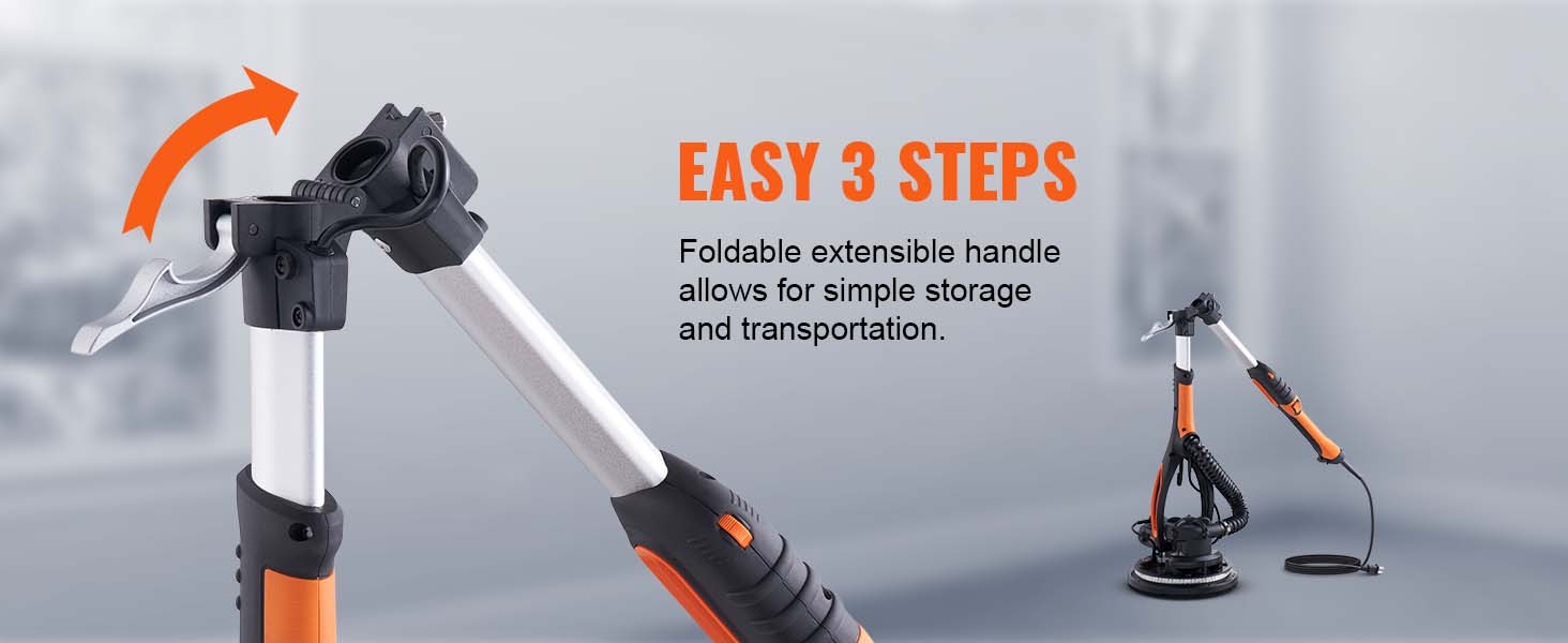 SucceBuy 900W Drywall Sander Brush Motor Electric Adjustable Variable Speed with Self-Suction Handle Wall Grinder Sander Machine