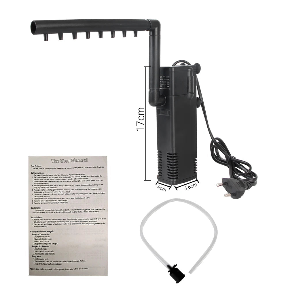 EU Plug Low Level Water Submersible Water Filter Pump Turtle Tank Filter Aquarium Fish Tank Oxygen Increasing Pump Add Oxygen - Firu Total Sales