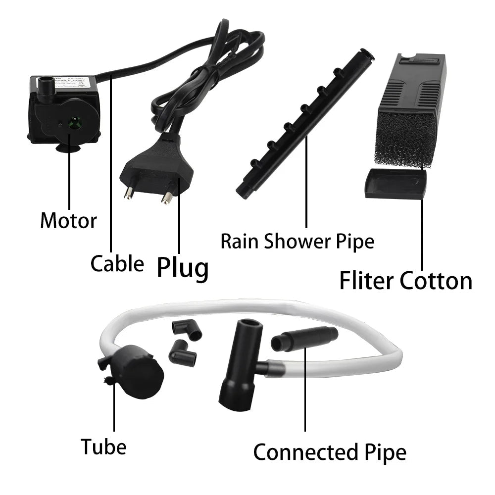 EU Plug Low Level Water Submersible Water Filter Pump Turtle Tank Filter Aquarium Fish Tank Oxygen Increasing Pump Add Oxygen - Firu Total Sales