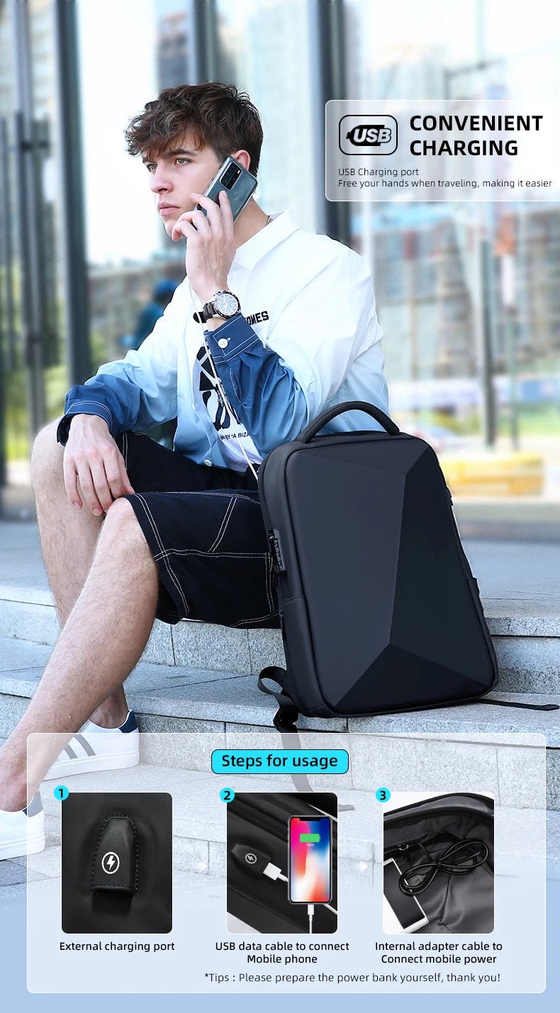Fenruien Brand Laptop Backpack Anti - theft Waterproof School Backpacks USB Charging Men Business Travel Bag Backpack New Design - Firu Total Sales