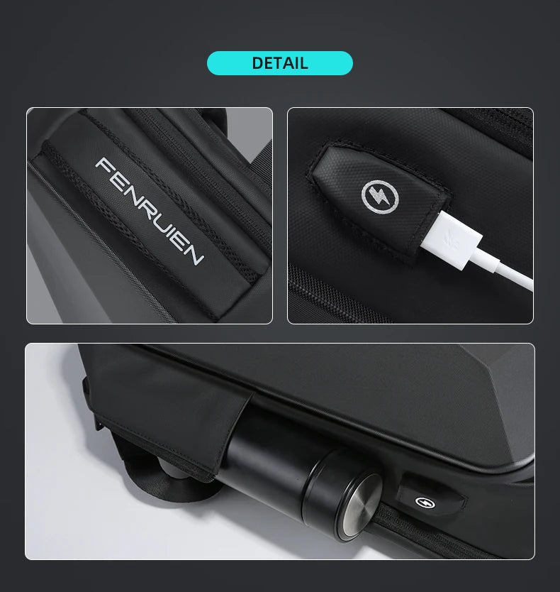 Fenruien Brand Laptop Backpack Anti - theft Waterproof School Backpacks USB Charging Men Business Travel Bag Backpack New Design - Firu Total Sales