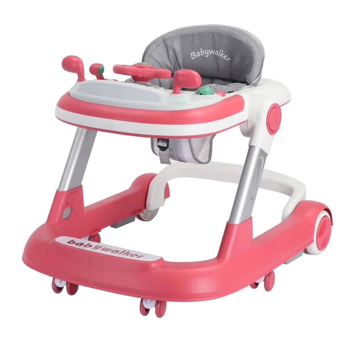 Foldable Activity Walker, Toddler Baby Push Walker with Removable Feeding Tray & Music Tray(Without Battery), 2 in 1 Baby Walker - Firu Total Sales