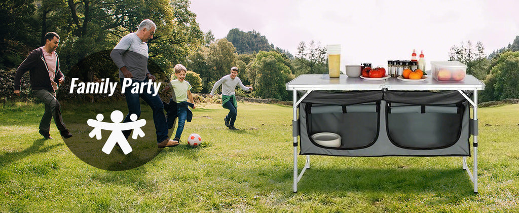 SucceBuyFolding Picnic Table Kitchen Camping Cupboards Aluminum Suitcase Table with Storage Bag Adjustable Height for Outdoor