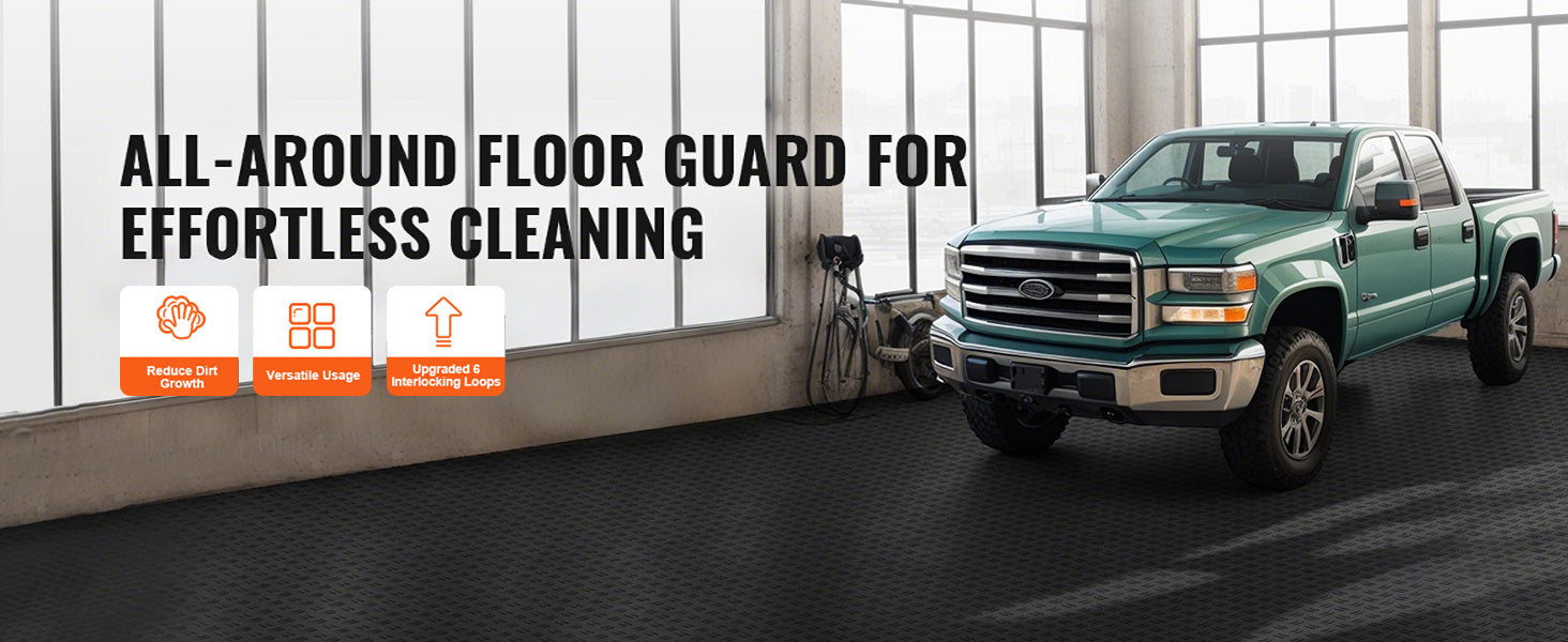 SucceBuy Garage Tiles Interlocking 12in25/50PcsGarage Floor Covering Tiles Non-Slip Double-Sided Texture for Garages Repair Shop