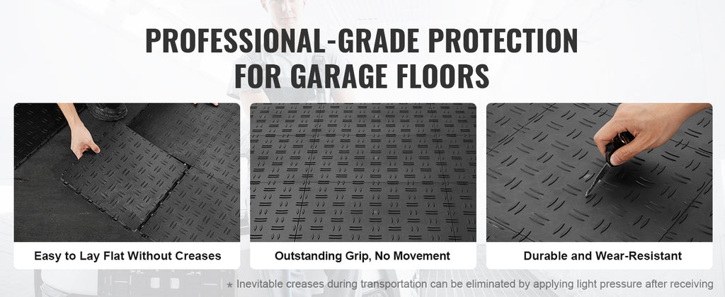 SucceBuy Garage Tiles Interlocking 12in25/50PcsGarage Floor Covering Tiles Non-Slip Double-Sided Texture for Garages Repair Shop