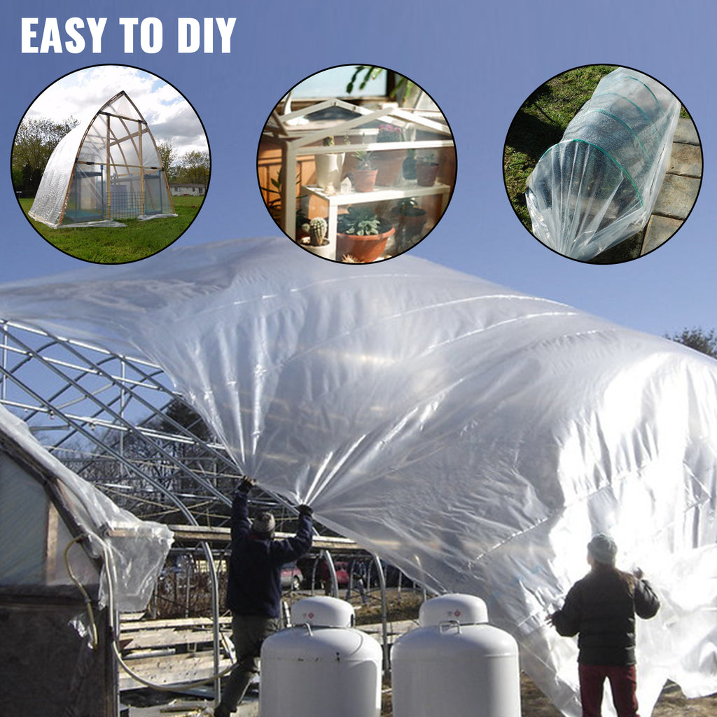 SucceBuy Agricultural Greenhouse Film Clear Plastic Farm Crops Vegetable Cover UV Resistant Polyethylene Covering Plants Flowers