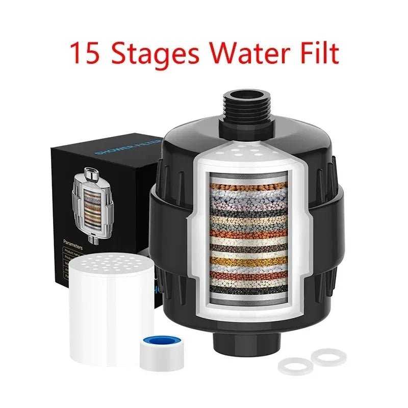 High output shower water filter 15/20 stages removes chlorine fluoride heavy metals filter softens high quality shower head - Firu Total Sales