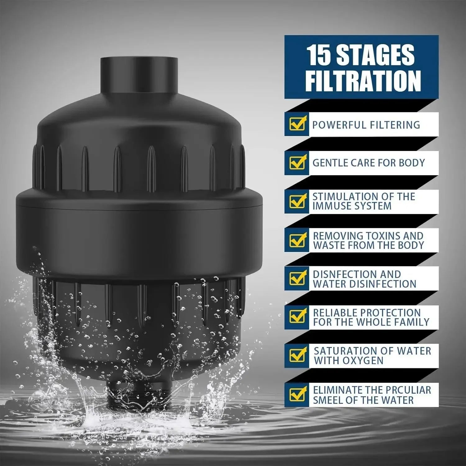 High output shower water filter 15/20 stages removes chlorine fluoride heavy metals filter softens high quality shower head - Firu Total Sales