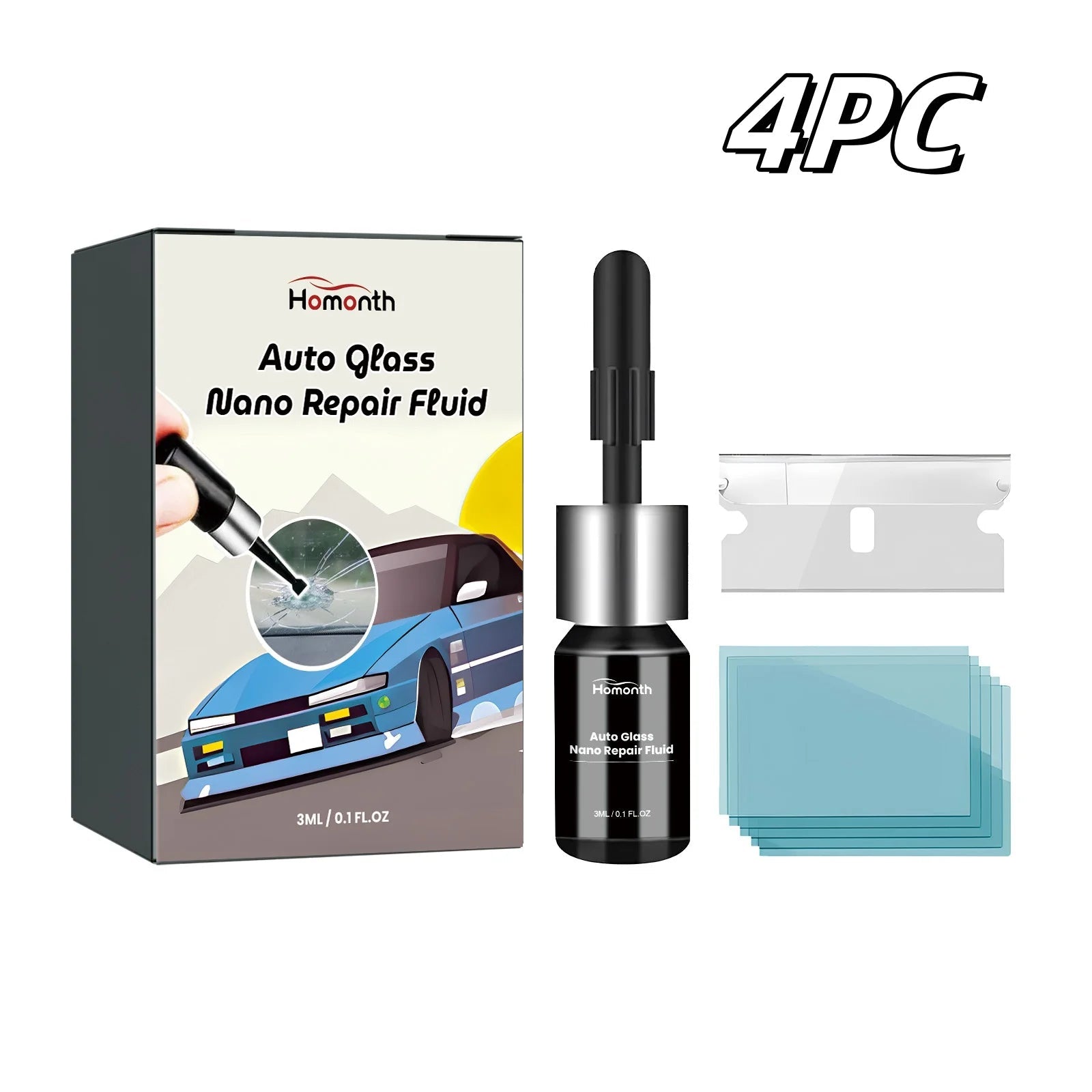 Homonth 3ml Nano Repair Fluid For Auto Glass Repair Cracks Adhesive Car Windshields Glass Nano Repair Fluid with Waterproof - Firu Total Sales