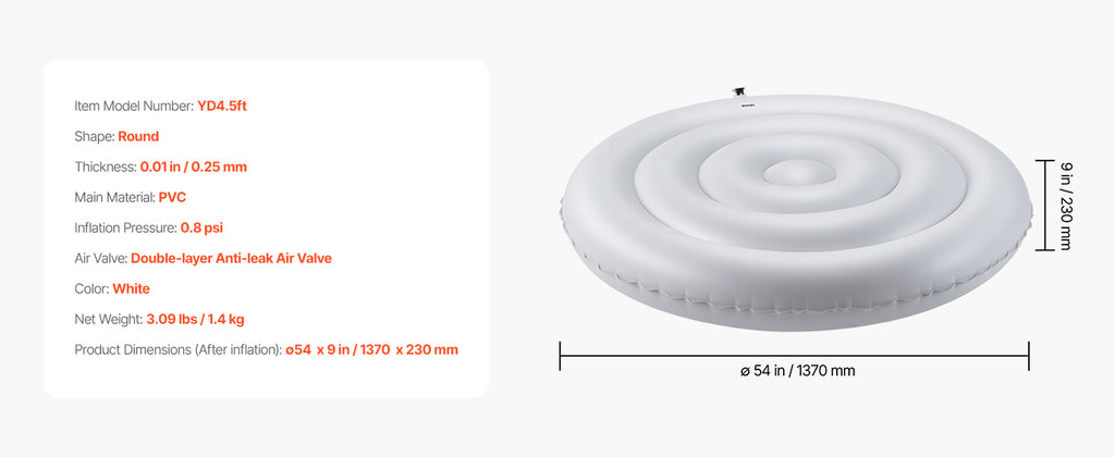 SucceBuy Inflatable Hot Tub Cover 4.5/5.4Ft Round Hot Tub Cover Protector Insulated Spa Covers for Inflatable Hottub for Outdoor