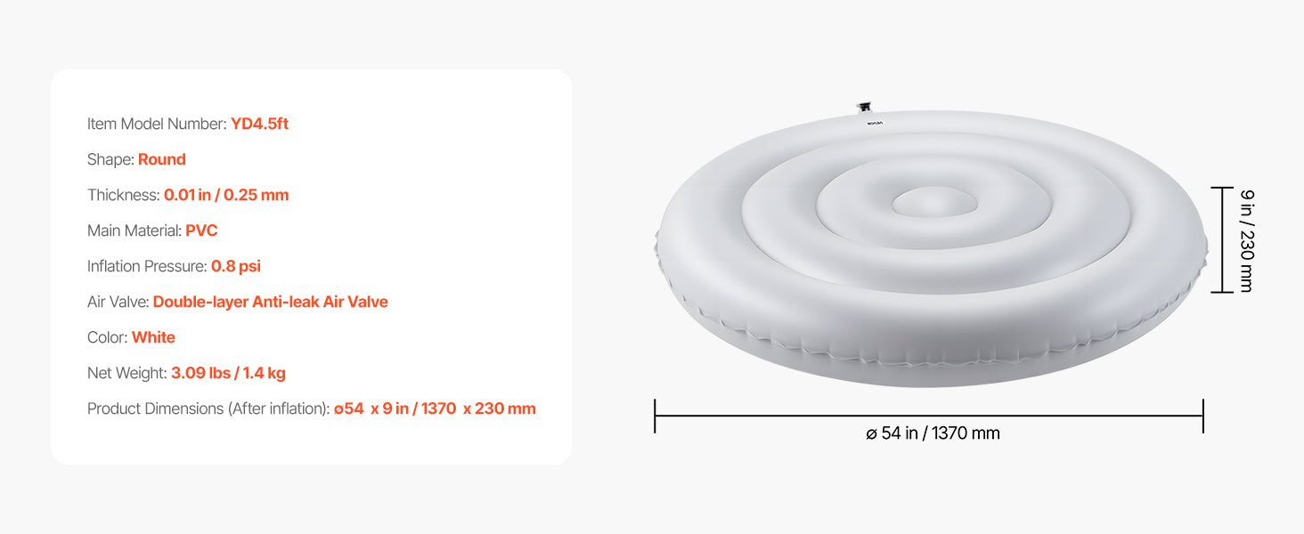 SucceBuy Inflatable Hot Tub Cover 4.5/5.4Ft Round Hot Tub Cover Protector Insulated Spa Covers for Inflatable Hottub for Outdoor