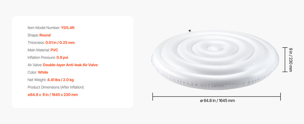SucceBuy Inflatable Hot Tub Cover 4.5/5.4Ft Round Hot Tub Cover Protector Insulated Spa Covers for Inflatable Hottub for Outdoor