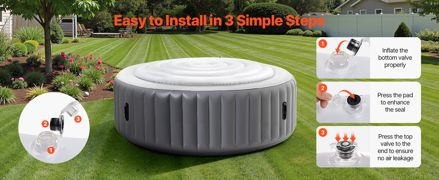 SucceBuy Inflatable Hot Tub Cover 4.5/5.4Ft Round Hot Tub Cover Protector Insulated Spa Covers for Inflatable Hottub for Outdoor