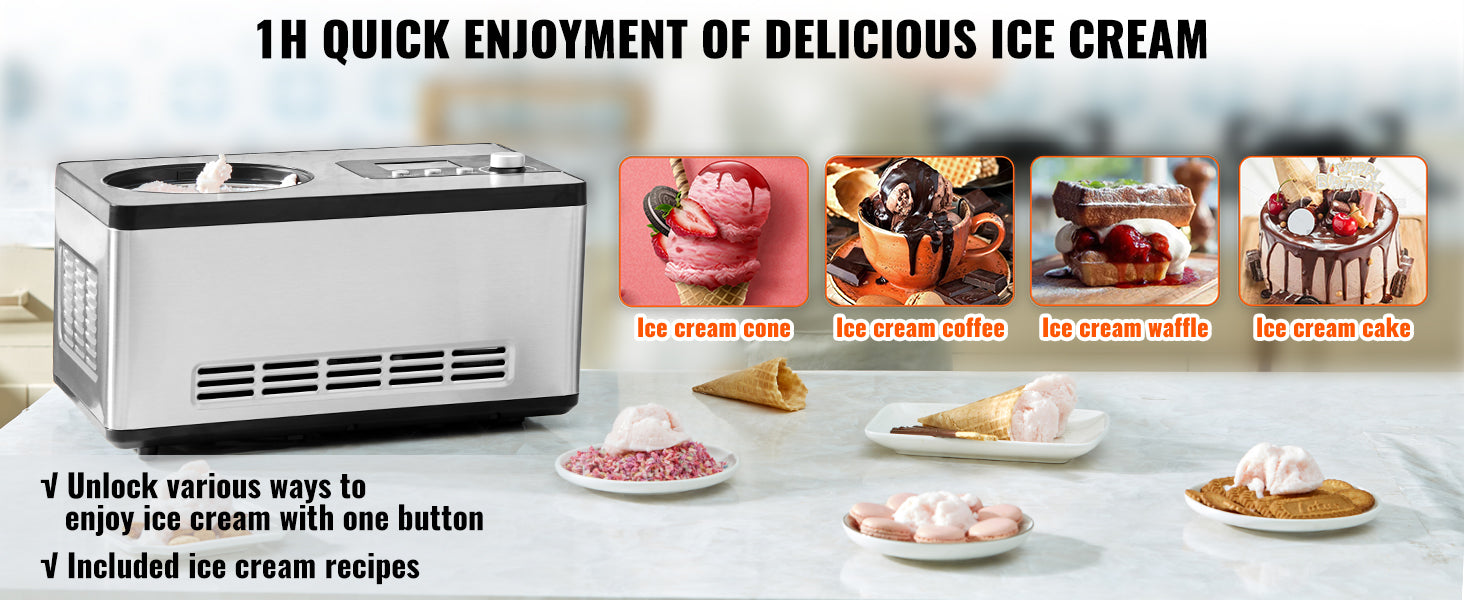 Máquina de Helados Eléctrica SucceBuy 2Qt | Compresor Integrado | Sin Pre-congelar 🍦