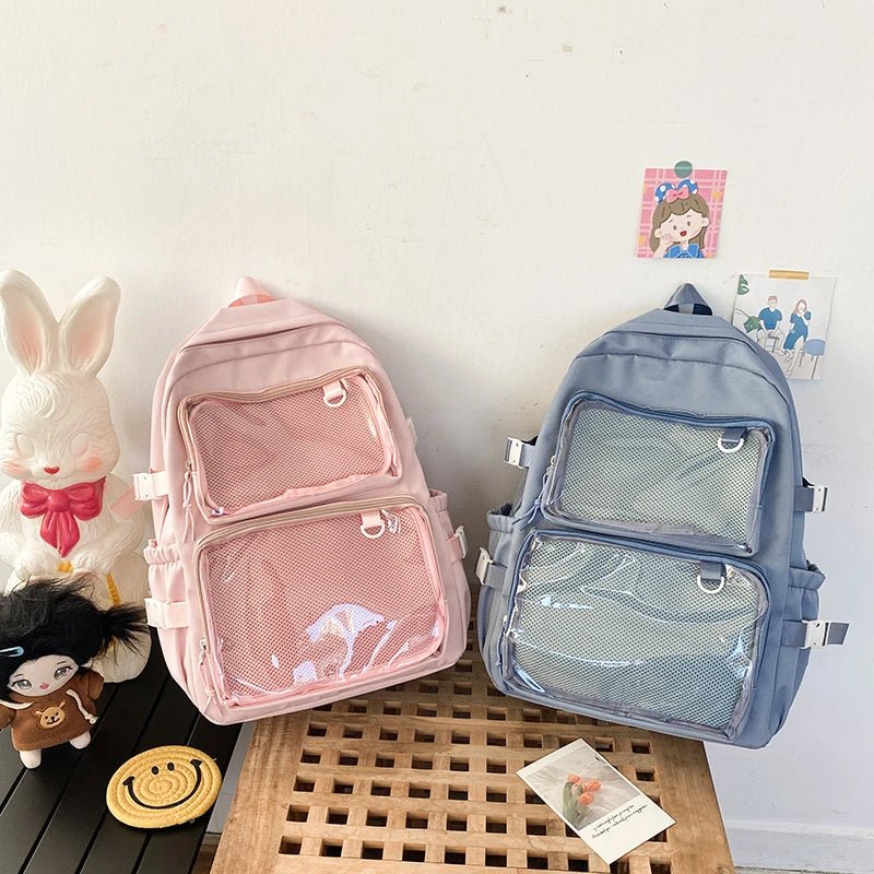 Japanese Style Transparent Ita Bag for Girls Comic Cons Large Capacity Women Backpack Fashion School Bags for College Student JK - Firu Total Sales