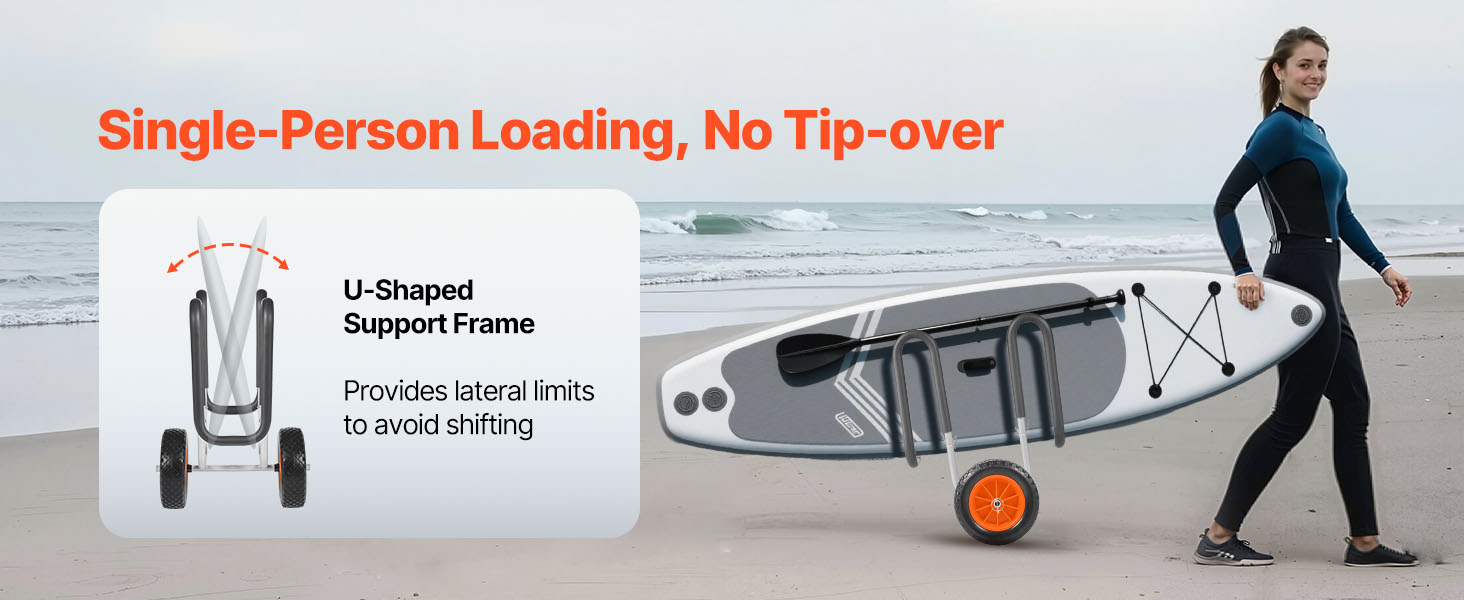 SucceBuy 150 lbs Kayak Cart Stand Up Paddle Board Trolley with 10in Solid Tires Paddle Board Carrier for Surfboard Transport