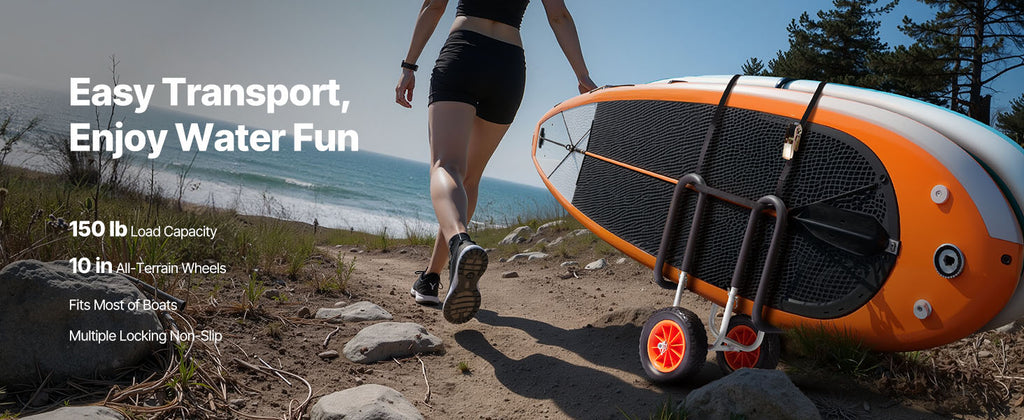 SucceBuy 150 lbs Kayak Cart Stand Up Paddle Board Trolley with 10in Solid Tires Paddle Board Carrier for Surfboard Transport