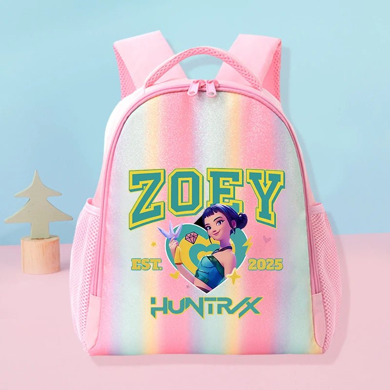 KPop Demon Hunters School Rainbow Backpack Rumi Mira Zoey Girl Student Backpack Anime Movie Women Travel Rucksack Birthday Gift - Firu Total Sales