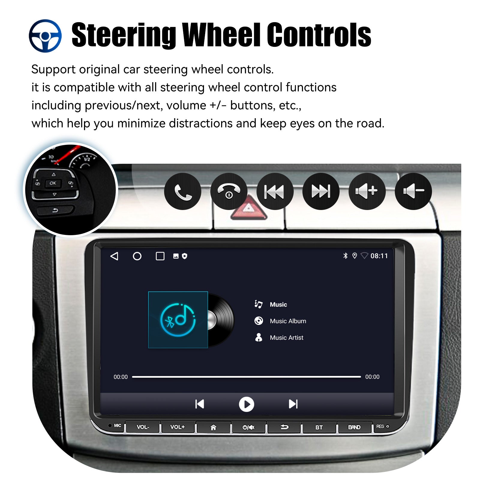 9" Android 14 4G+64G Wireless Carplay Car Stereo GPS NAVI WIFI RDS FM BT EQ for VW Golf 5 6 Passat Polo Touran Tiguan Caddy EOS