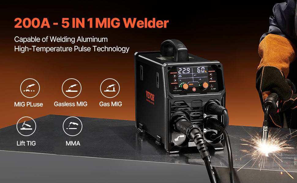 Soldadora MIG 5 en 1 SucceBuy 200A | MIG/Flux/Stick/TIG | Pantalla LCD 🔧