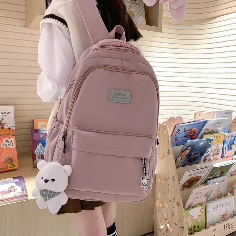 New Female Fashion Men High Capacity Waterproof College Backpack Trendy Women Laptop School Bags Cute Girl Travel Book Bag Cool - Firu Total Sales