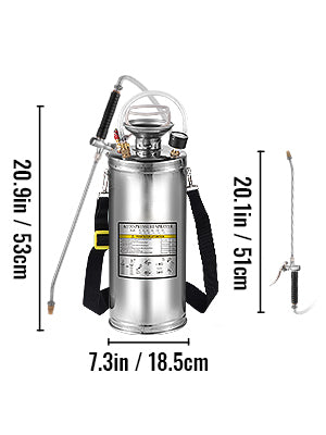 SucceBuy 4-12L Hand Powered Sprayer Stainless Steel Watering Spraying Sprinkling Atomizer Pump Home Garden Cleaning Sprayer