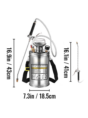 SucceBuy 4-12L Hand Powered Sprayer Stainless Steel Watering Spraying Sprinkling Atomizer Pump Home Garden Cleaning Sprayer