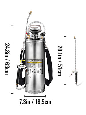 SucceBuy 4-12L Hand Powered Sprayer Stainless Steel Watering Spraying Sprinkling Atomizer Pump Home Garden Cleaning Sprayer