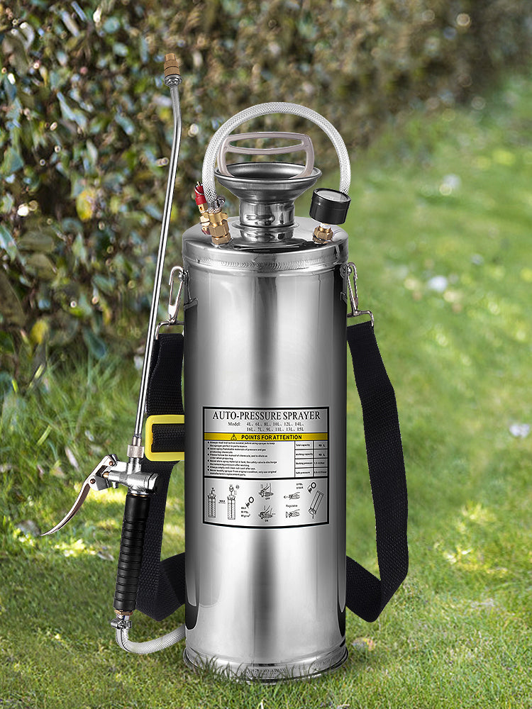 SucceBuy 4-12L Hand Powered Sprayer Stainless Steel Watering Spraying Sprinkling Atomizer Pump Home Garden Cleaning Sprayer