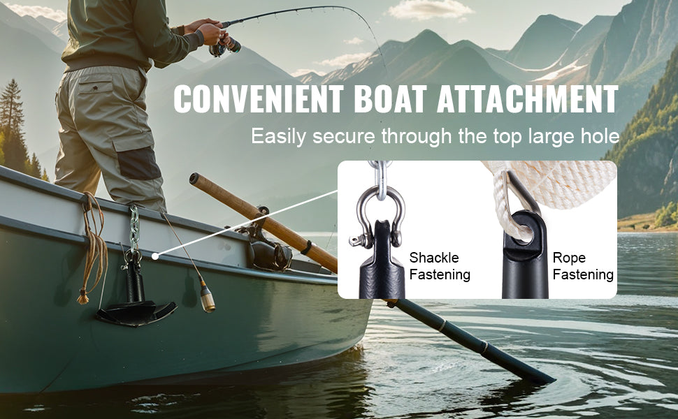 SucceBuy River Anchor 12 lbs Boat Anchor Cast Iron Black Vinyl-Coated with Shackle,  Mushroom Anchor Fit for Boats Up To 10 ft