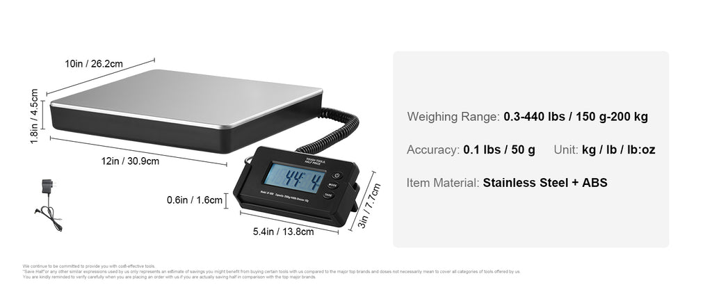 SucceBuy Digital Shipping Scale 440lbs | Timer + Tare | HD LCD | Home & Post Office