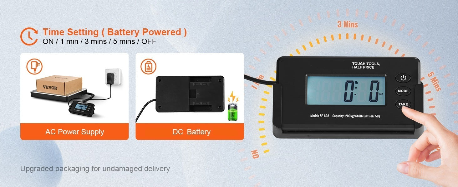 SucceBuy Digital Shipping Scale 440lbs | Timer + Tare | HD LCD | Home & Post Office