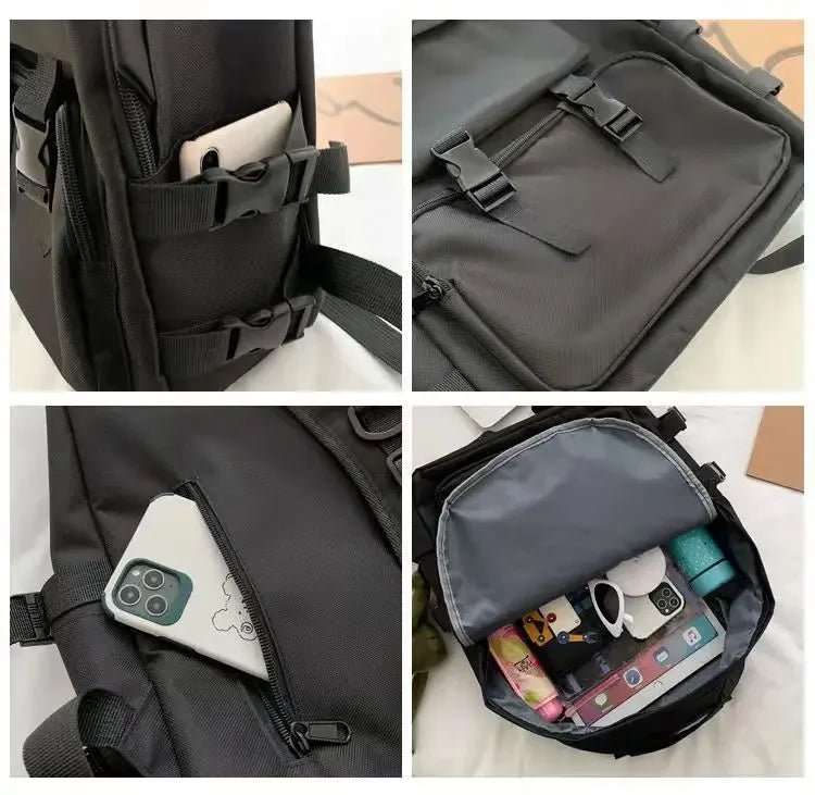 Snoopy Women Backpacks Students Backpack Large Capacity Travel Bag Solid Simple Harajuku Chic Fashion Retro Unisex High Street - Firu Total Sales